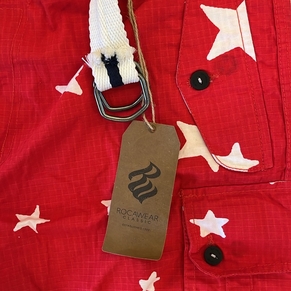 Y2K Rocawear Red Star-Patterned Men's Shorts Size 42